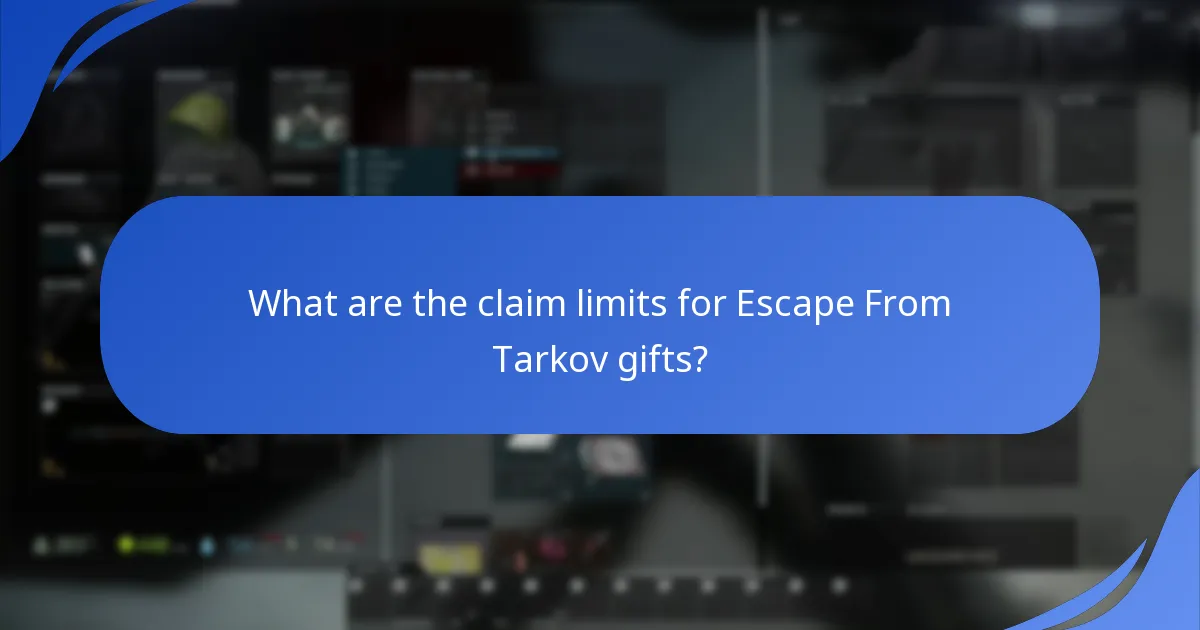 What are the claim limits for Escape From Tarkov gifts?