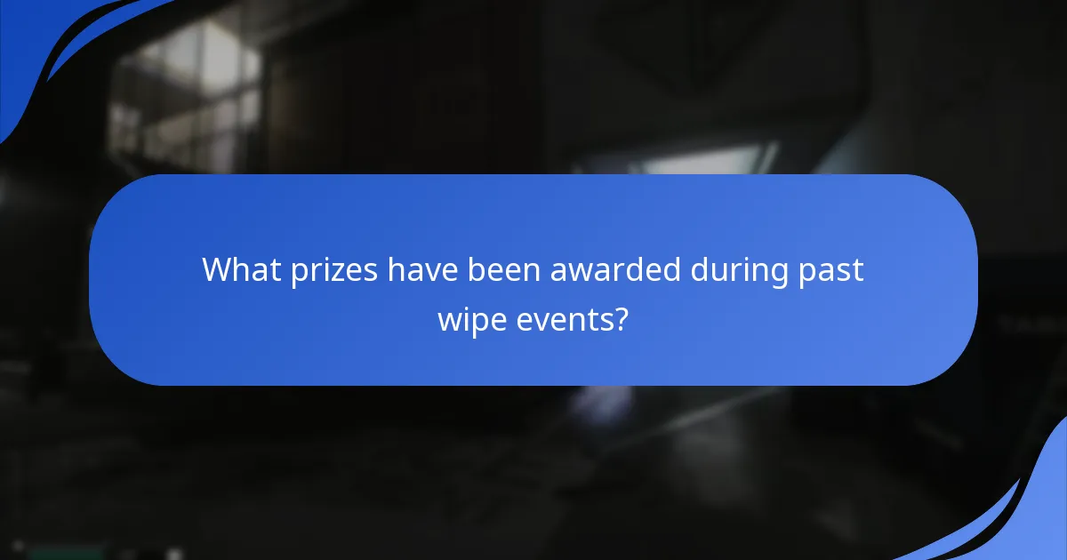 What prizes have been awarded during past wipe events?